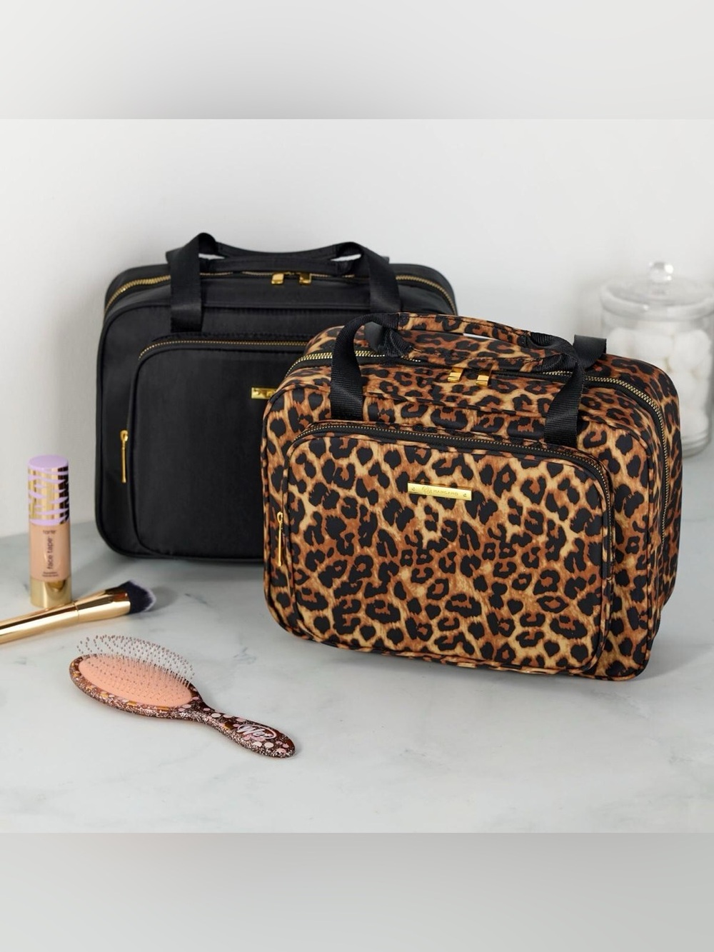 Joy - Leopard Print Travel Organizer Bag - Brown